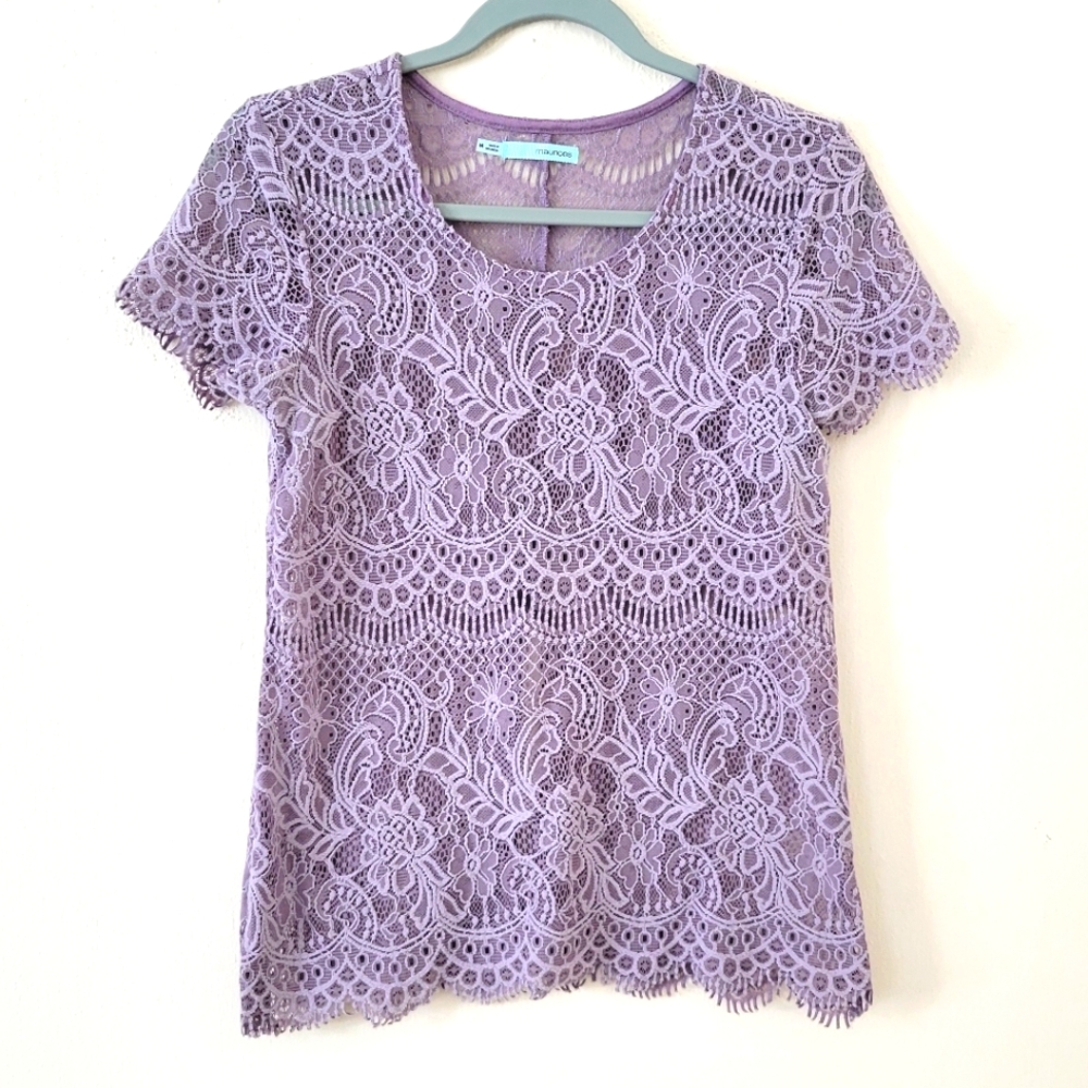 Maurices Women's Sheer Lace Split Back Top Size Medium